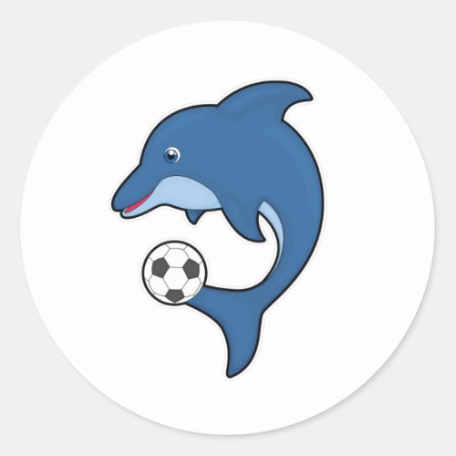 Dolphin as Soccer player with Soccer ball Classic Round Sticker