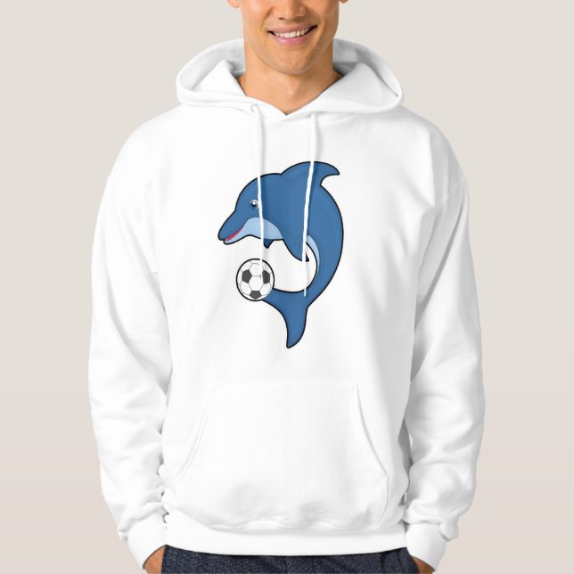 Dolphin as Soccer player with Soccer ball Hoodie (Front)