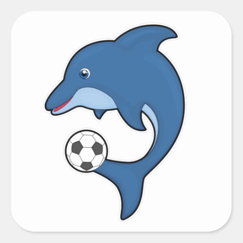 Dolphin as Soccer player with Soccer ball Square Sticker