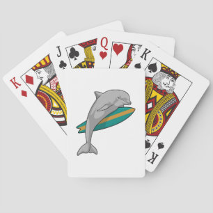 Dolphin as Surfer with Surfboard Poker Cards