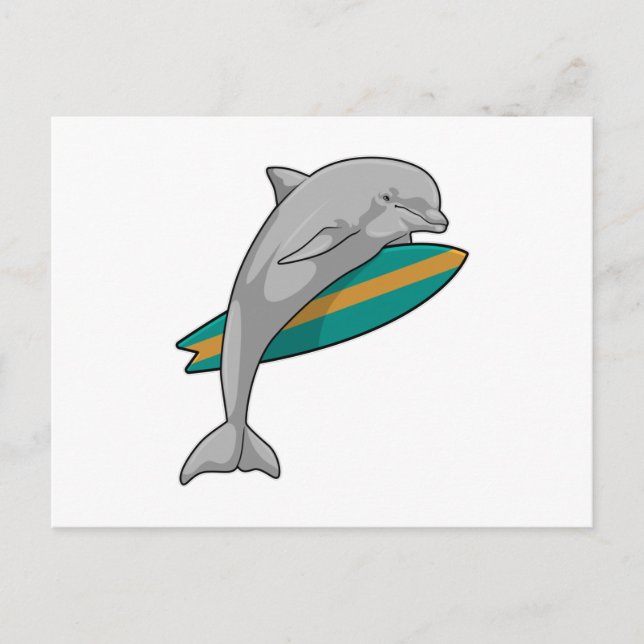 Dolphin as Surfer with Surfboard Postcard (Front)