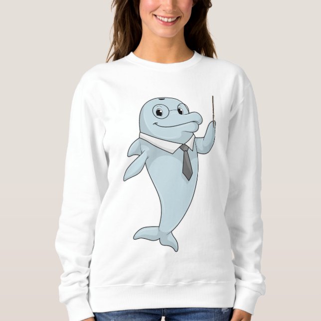 Dolphin as Teacher with Pointer Sweatshirt (Front)