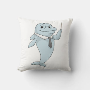 Dolphin as Teacher with Pointer Throw Pillow