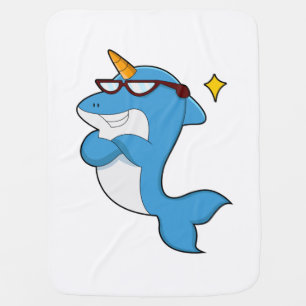 Dolphin as Unicorn with Glasses.PNG Baby Blanket