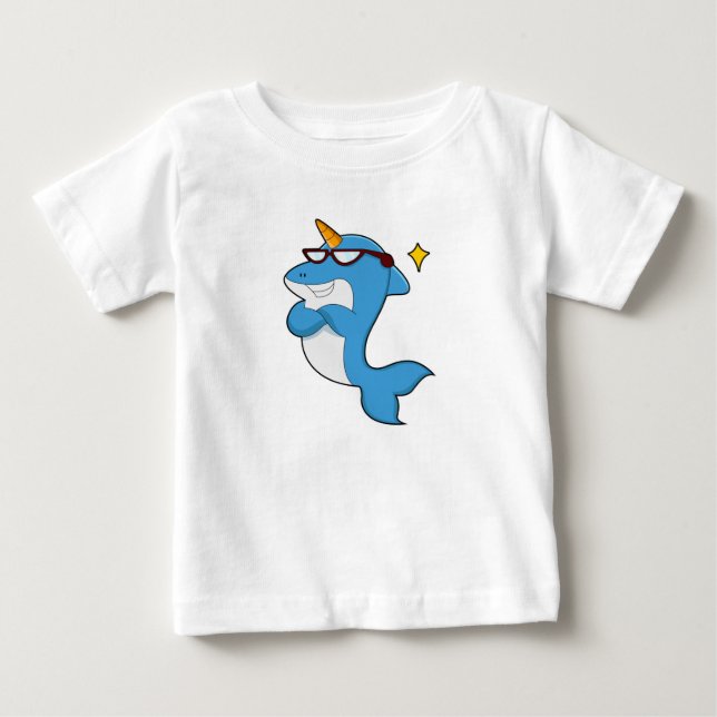 Dolphin as Unicorn with Glasses.PNG Baby T-Shirt (Front)