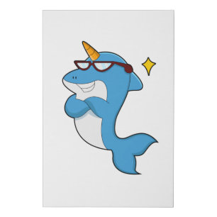 Dolphin as Unicorn with Glasses.PNG Faux Canvas Print