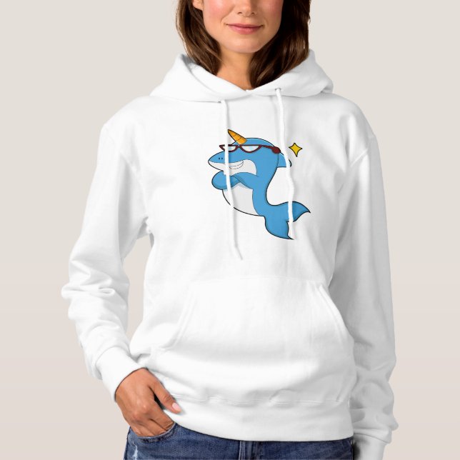 Dolphin as Unicorn with Glasses.PNG Hoodie (Front)