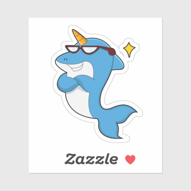 Dolphin as Unicorn with Glasses.PNG Sticker (Sheet)
