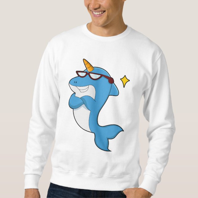 Dolphin as Unicorn with Glasses.PNG Sweatshirt (Front)