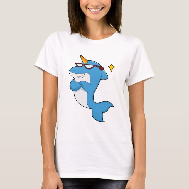 Dolphin as Unicorn with Glasses.PNG T-Shirt (Front)