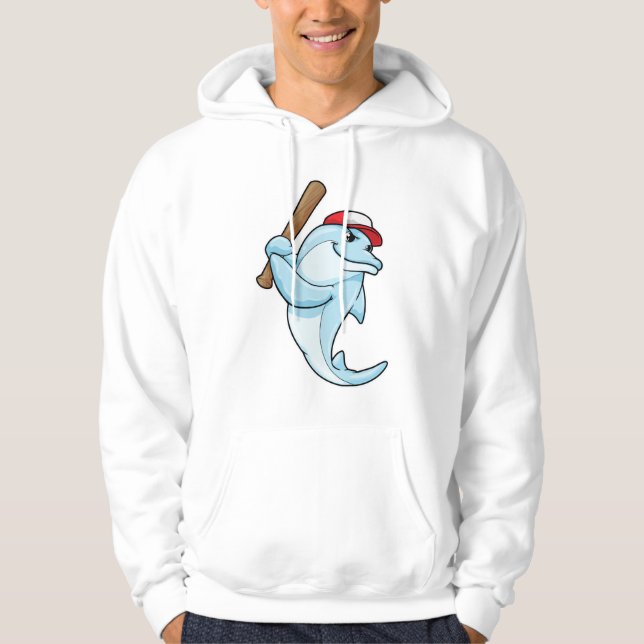 Dolphin at Baseball as Batsman Hoodie (Front)