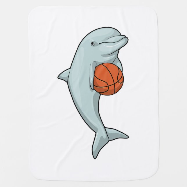 Dolphin at Basketball Sports Baby Blanket (Front)