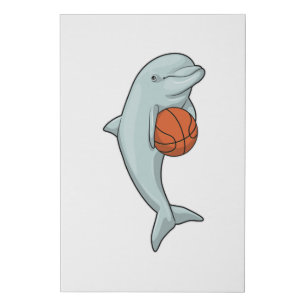 Dolphin at Basketball Sports Faux Canvas Print