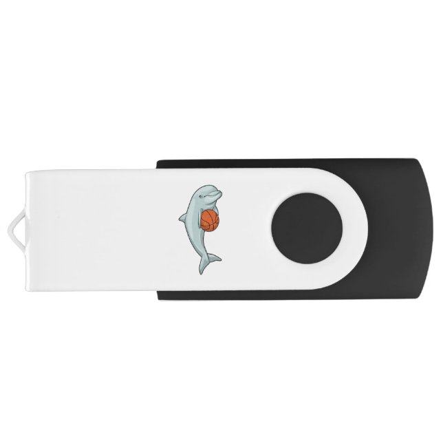 Dolphin at Basketball Sports Flash Drive (Back)