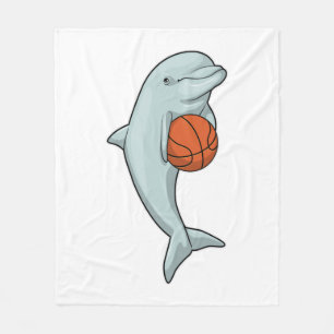 Dolphin at Basketball Sports Fleece Blanket