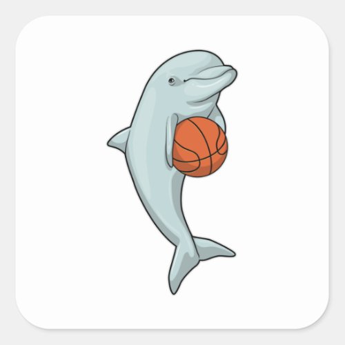 Dolphin at Basketball Sports Square Sticker