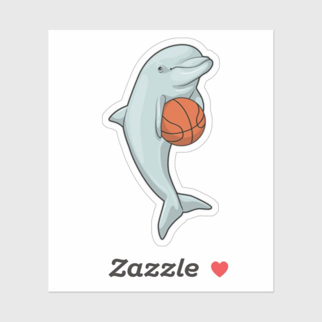 Dolphin at Basketball Sports Sticker (Sheet)