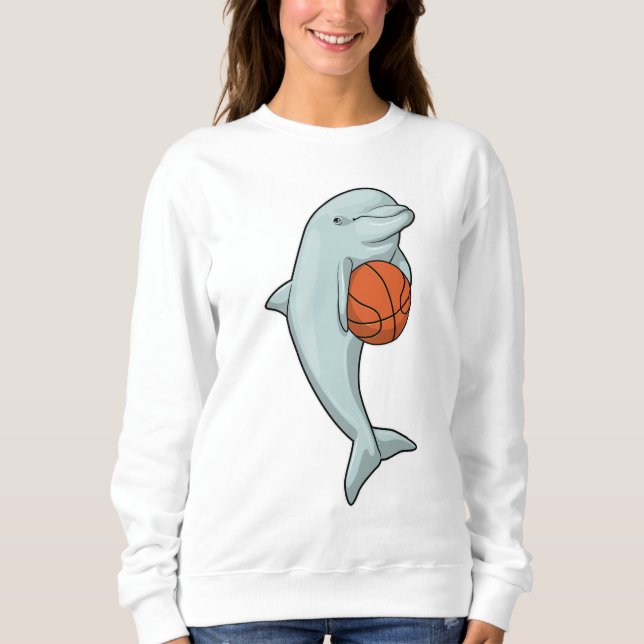 Dolphin at Basketball Sports Sweatshirt (Front)