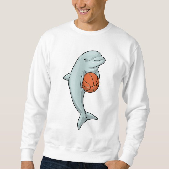 Dolphin at Basketball Sports Sweatshirt (Front)