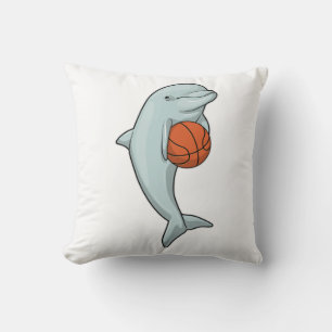 Dolphin at Basketball Sports Throw Pillow