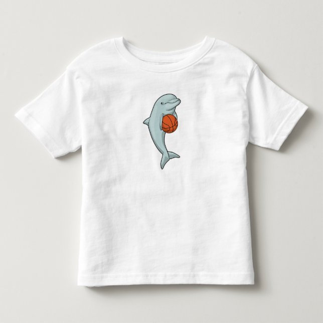 Dolphin at Basketball Sports Toddler T-shirt (Front)