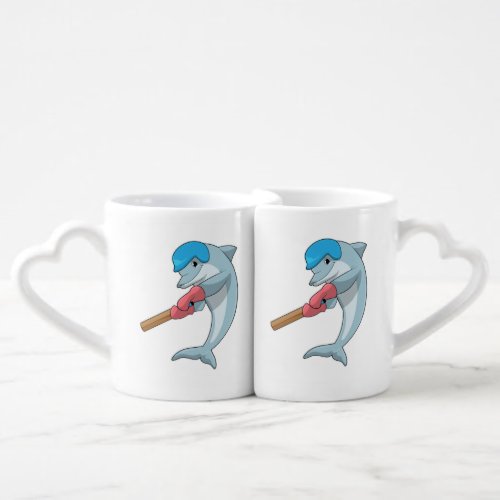 Dolphin at Cricket with Cricket bat Coffee Mug Set