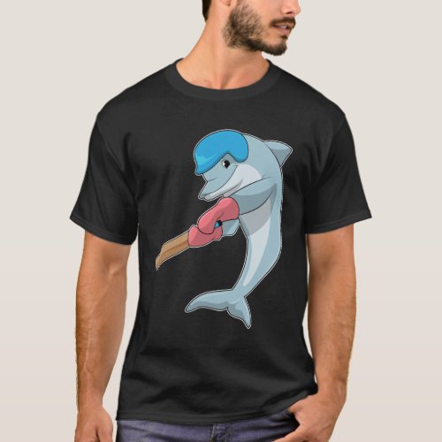 Dolphin at Cricket with Cricket bat T_Shirt