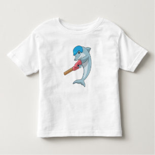 Dolphin at Cricket with Cricket bat Toddler T-shirt