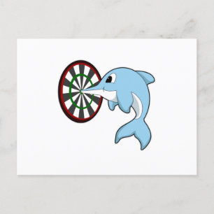 Dolphin at Darts with Dartboard Postcard