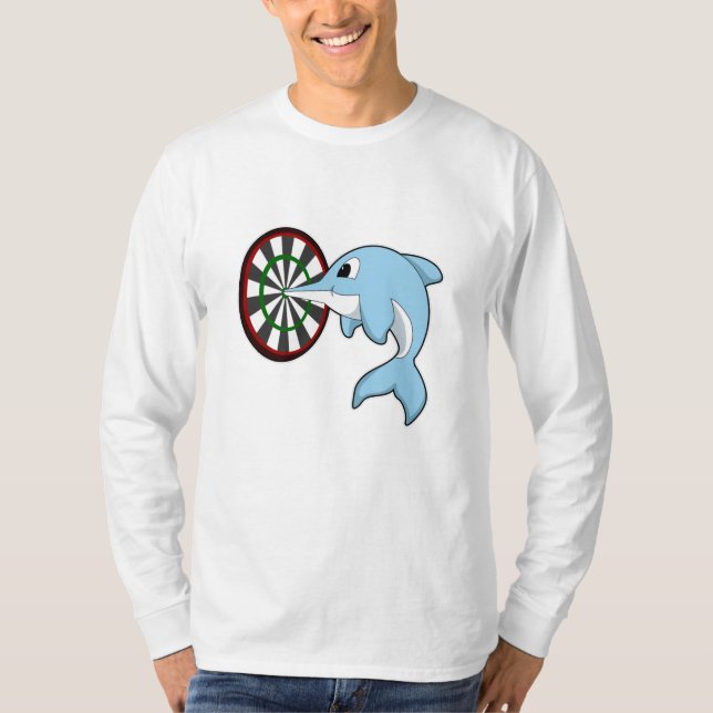 Dolphin at Darts with Dartboard T-Shirt (Front)