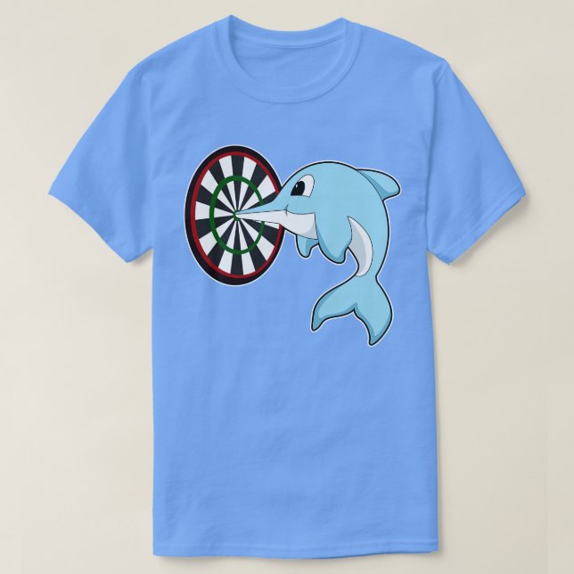 Dolphin at Darts with Dartboard T-Shirt (Design Front)