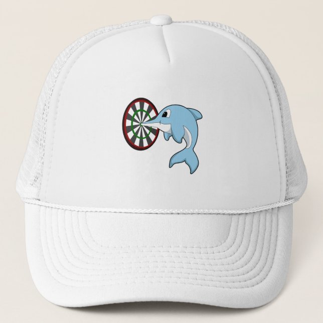 Dolphin at Darts with Dartboard Trucker Hat (Front)