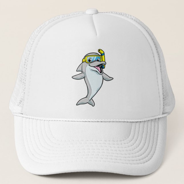 Dolphin at Diving with Snorkel Trucker Hat (Front)