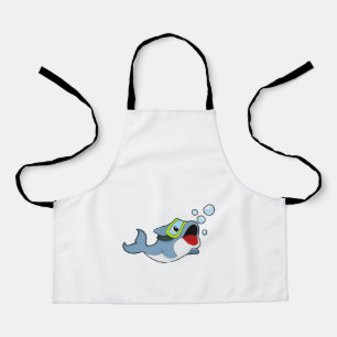 Dolphin at Diving with Water bubbles.PNG Apron
