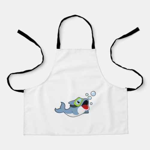 Dolphin at Diving with Water bubblesPNG Apron