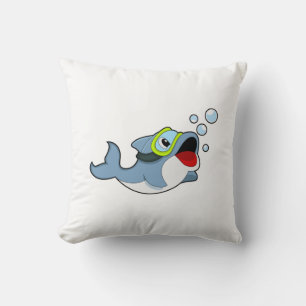 Dolphin at Diving with Water bubbles.PNG Throw Pillow