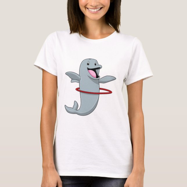Dolphin at Endurance training with Fitness tires.p T-Shirt (Front)