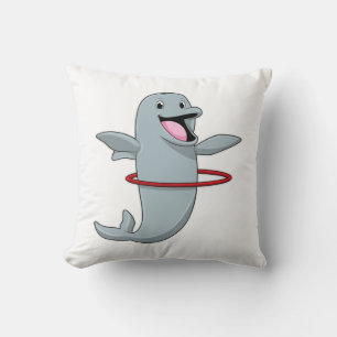 Dolphin at Endurance training with Fitness tires.p Throw Pillow