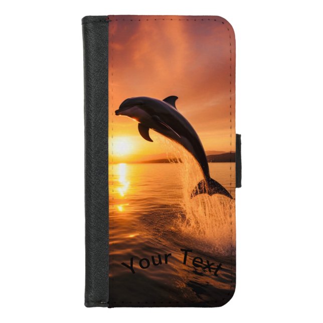 Dolphin At Golden Sunset iPhone Wallet Case (Front)