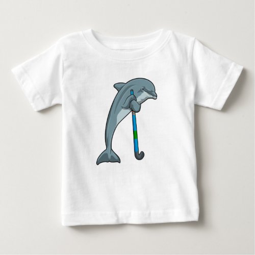 Dolphin at Hockey with Hockey stick Baby T_Shirt