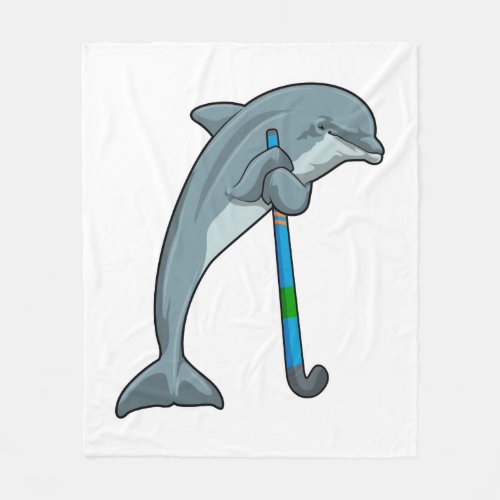 Dolphin at Hockey with Hockey stick Fleece Blanket