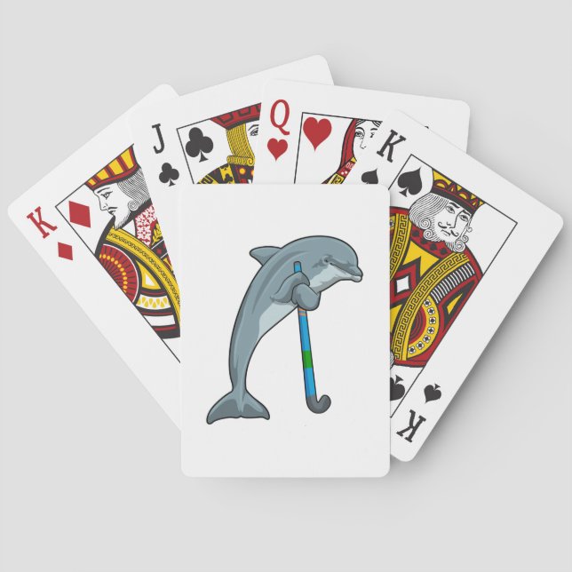 Dolphin at Hockey with Hockey stick Poker Cards (Back)