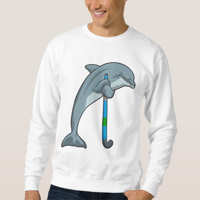 Dolphin at Hockey with Hockey stick Sweatshirt (Front)