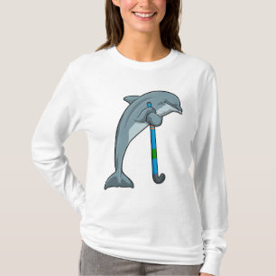 Dolphin at Hockey with Hockey stick T-Shirt