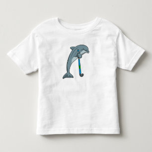 Dolphin at Hockey with Hockey stick Toddler T-shirt