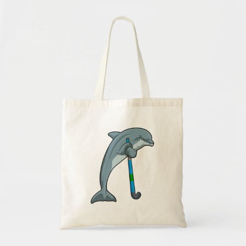 Dolphin at Hockey with Hockey stick Tote Bag