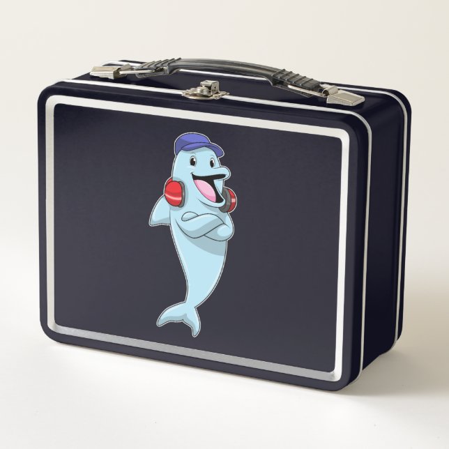 Dolphin at Listen to Music Metal Lunch Box (Front)
