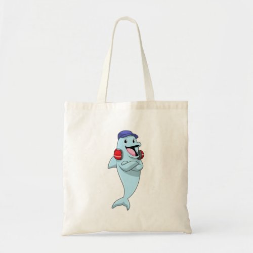 Dolphin at Listen to Music Tote Bag