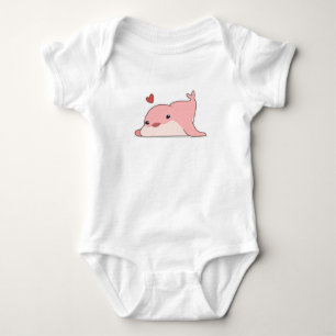 Dolphin at Love with Heart Baby Bodysuit