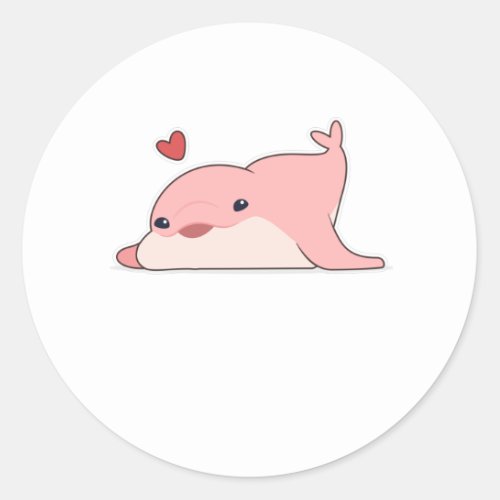 Dolphin at Love with Heart Classic Round Sticker